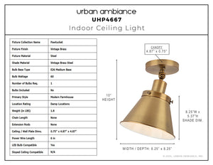 Urban Ambiance - Ceiling Light - UHP4667 Modern Farmhouse Indoor Ceiling Light, 10''H x 8 - 1/4
