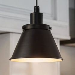 Urban Ambiance - Pendant - UHP4673 Modern Farmhouse Indoor Pendant, 8 - 5/8''H x 8 - 1/4"W x 8 - 1/4''D, Matte Black Finish, Pawtucket Collection - 