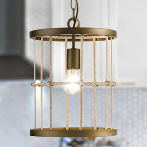 Urban Ambiance - Pendant - UHP4692 Transitional Indoor Pendant, 14''H x 10"W x 10''D, Aged Brass Finish, Prague Collection -
