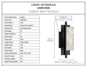 Urban Ambiance - Wall Sconce - UHP4705 Tuscan Indoor Wall Sconce, 15 - 1/8''H x 3 - 5/8