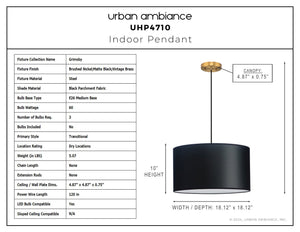 Urban Ambiance - Pendant - UHP4710 Transitional Indoor Pendant, 10''H x 18 - 1/8