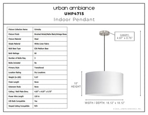 Urban Ambiance - Pendant - UHP4715 Transitional Indoor Pendant, 10''H x 18 - 1/8