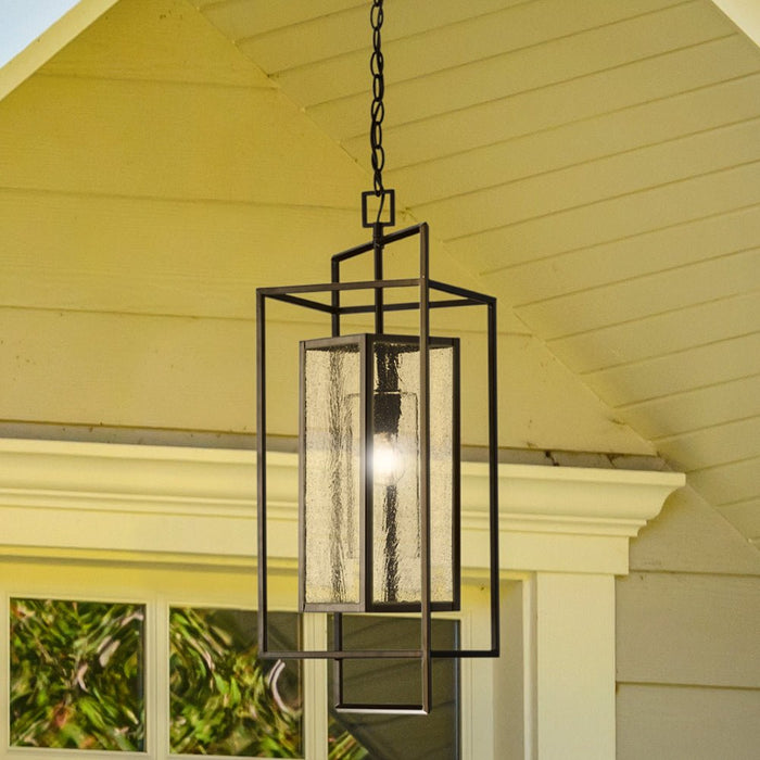 UHP4731 Modern Indoor or Outdoor Pendant, 28-5/8''H x 14-1/8"W x 10''D, Matte Black Finish, Mainz Collection
