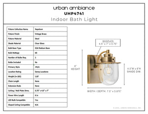Urban Ambiance - Bath Light - UHP4741 Nautical Indoor Bath Light, 8''H x 7 - 1/2