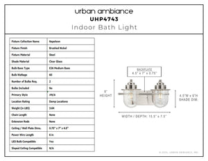 Urban Ambiance - Bath Light - UHP4743 Nautical Indoor Bath Light, 8''H x 7 - 1/2
