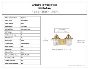 Urban Ambiance - Bath Light - UHP4744 Nautical Indoor Bath Light, 8''H x 7 - 1/2