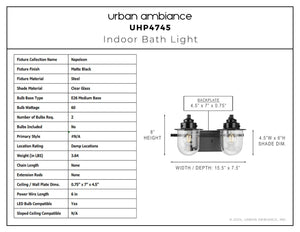 Urban Ambiance - Bath Light - UHP4745 Nautical Indoor Bath Light, 8''H x 7 - 1/2