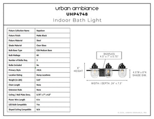 Urban Ambiance - Bath Light - UHP4748 Nautical Indoor Bath Light, 8''H x 7 - 1/2
