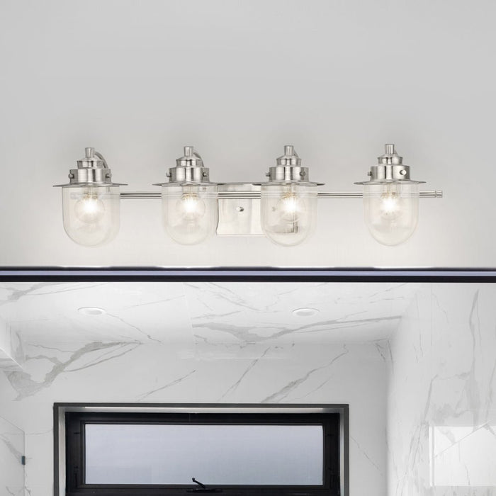 UHP4749 Nautical Indoor Bath Light, 8''H x 7-1/2"W x 32-1/2''D, Brushed Nickel Finish, Napoleon Collection