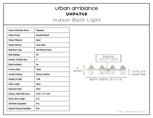 Urban Ambiance - Bath Light - UHP4749 Nautical Indoor Bath Light, 8''H x 7 - 1/2