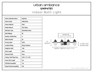Urban Ambiance - Bath Light - UHP4751 Nautical Indoor Bath Light, 8''H x 7 - 1/2