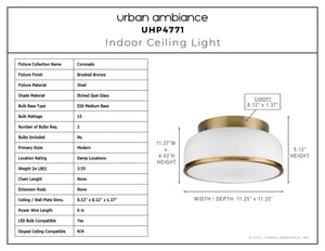 Urban Ambiance - Ceiling Light - UHP4771 Modern Indoor Ceiling Light, 5 - 1/8''H x 11 - 1/4