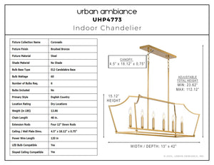 Urban Ambiance - Chandelier - UHP4773 English Country Indoor Chandelier, 15 - 1/8''H x 13