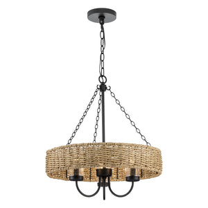 The Urban Ambiance UHP4781 from the Bexley Collection is a weather-resistant rattan chandelier, measuring 21-1/2''H x 20
