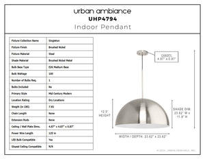 Urban Ambiance - Pendant - UHP4794 Mid - Century Modern Indoor Pendant, 12 - 1/2''H x 23 - 5/8