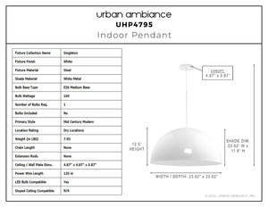 Urban Ambiance - Pendant - UHP4795 Mid - Century Modern Indoor Pendant, 12 - 1/2''H x 23 - 5/8