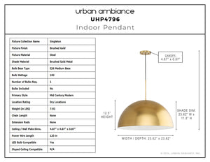 Urban Ambiance - Pendant - UHP4796 Mid - Century Modern Indoor Pendant, 12 - 1/2''H x 23 - 5/8