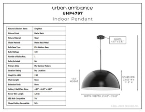 Urban Ambiance - Pendant - UHP4797 Mid - Century Modern Indoor Pendant, 12 - 1/2''H x 23 - 5/8