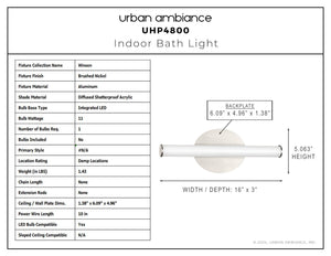 Urban Ambiance - Bath Light - UHP4800 Minimalist Indoor Bath Light, 5 - 3/48''H x 3
