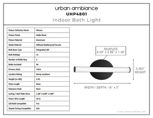 Urban Ambiance - Bath Light - UHP4801 Minimalist Indoor Bath Light, 5 - 3/48''H x 3