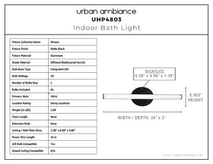 Urban Ambiance - Bath Light - UHP4803 Minimalist Indoor Bath Light, 5 - 3/48''H x 3