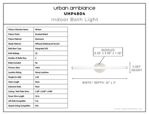 Urban Ambiance - Bath Light - UHP4804 Minimalist Indoor Bath Light, 5 - 3/48''H x 3