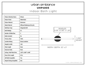 Urban Ambiance - Bath Light - UHP4805 Minimalist Indoor Bath Light, 5 - 3/48''H x 3