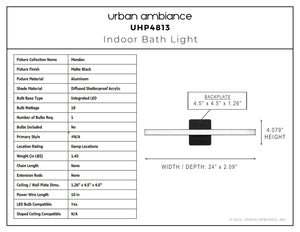 Urban Ambiance - Bath Light - UHP4813 Minimalist Indoor Bath Light, 4 - 13/164''H x 2.09