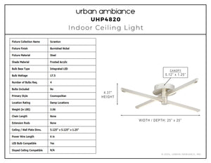 Urban Ambiance - Ceiling Light - UHP4820 Cosmopolitan Indoor Ceiling Light, 4 - 3/8''H x 25