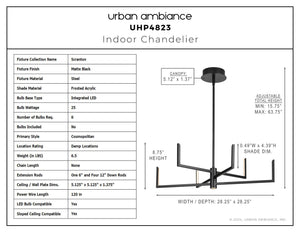 Urban Ambiance - Chandelier - UHP4823 Cosmopolitan Indoor Chandelier, 8 - 3/4''H x 28 - 1/4