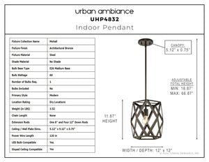 Urban Ambiance - Pendant - UHP4832 Modern Indoor Pendant, 11 - 7/8''H x 12