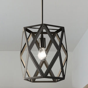 Urban Ambiance - Pendant - UHP4833 Modern Indoor Pendant, 11 - 7/8''H x 12"W x 12''D, Matte Black Finish, Mohall Collection -