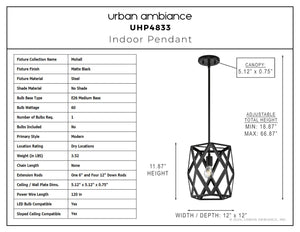 Urban Ambiance - Pendant - UHP4833 Modern Indoor Pendant, 11 - 7/8''H x 12