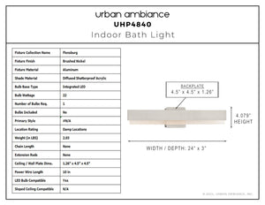 Urban Ambiance - Bath Light - UHP4840 Scandinavian Indoor Bath Light, 4 - 13/164''H x 3