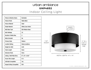 Urban Ambiance - Ceiling Light - UHP4852 Modern Indoor Ceiling Light, 7 - 7/8''H x 14