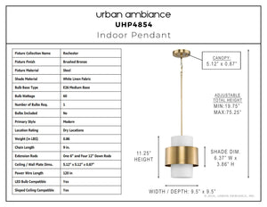 Urban Ambiance - Pendant - UHP4854 Modern Indoor Pendant, 11 - 1/4''H x 9 - 1/2