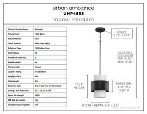 Urban Ambiance - Pendant - UHP4855 Modern Indoor Pendant, 11 - 1/4''H x 9 - 1/2