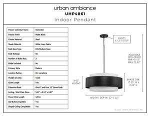 Urban Ambiance - Pendant - UHP4861 Modern Indoor Pendant, 9 - 5/8''H x 22