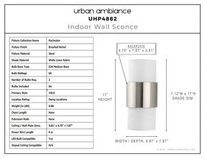 Urban Ambiance - Wall Sconce - UHP4862 Minimalist Indoor Wall Sconce, 17''H x 4 - 7/8