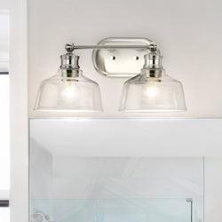 Urban Ambiance - Bath Light - UHP4873 Vintage Indoor Bath Light, 8''H x 9"W x 17''D, Brushed Nickel Finish, Lubbock Collection - 