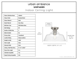 Urban Ambiance - Ceiling Light - UHP4885 Transitional Indoor Ceiling Light, 8 - 1/2''H x 14