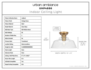 Urban Ambiance - Ceiling Light - UHP4886 Transitional Indoor Ceiling Light, 8 - 1/2''H x 14