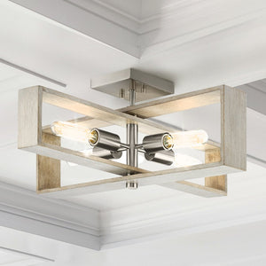 Urban Ambiance - Ceiling Light - UHP4916 Minimalist Indoor Ceiling Light, 9 - 1/4''H x 24"W x 24''D, Brushed Nickel Finish, Roswell Collection -