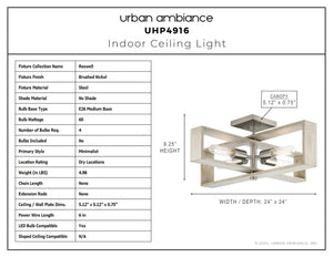 Urban Ambiance - Ceiling Light - UHP4916 Minimalist Indoor Ceiling Light, 9 - 1/4''H x 24