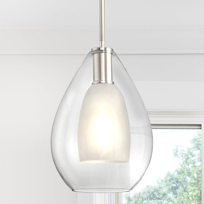 UHP4930 Casual Indoor Pendant, 14-1/4''H x 9-7/8"W x 9-7/8''D, Brushed Nickel Finish, Wismar Collection