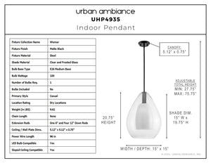 Urban Ambiance - Pendant - UHP4935 Casual Indoor Pendant, 20 - 3/4''H x 15