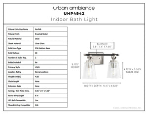 Urban Ambiance - Bath Light - UHP4942 Classic Indoor Bath Light, 9 - 1/8''H x 6 - 5/8