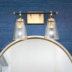Urban Ambiance - Bath Light - UHP4943 Classic Indoor Bath Light, 9 - 1/8''H x 6 - 5/8"W x 14 - 1/2''D, Vintage Brass Finish, Norfolk Collection - 