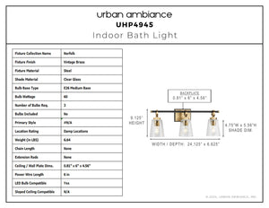 Urban Ambiance - Bath Light - UHP4945 Classic Indoor Bath Light, 9 - 1/8''H x 6 - 5/8