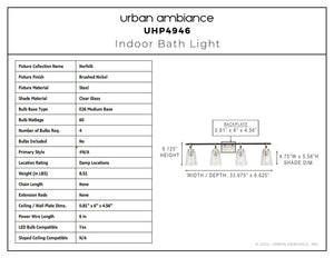 Urban Ambiance - Bath Light - UHP4946 Classic Indoor Bath Light, 9 - 1/8''H x 6 - 5/8